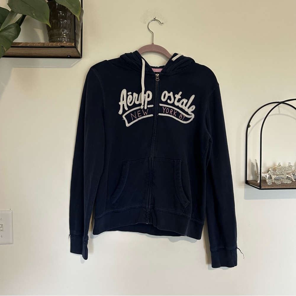 Aeropostale Navy Blue Full‎ Zip Hooded Jacket 2011 Size XL